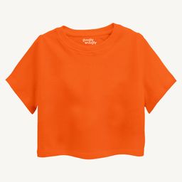 Guugly Wuugly Pure Combed Cotton Half Sleeves Solid Skin Friendly Crop Top - Orange-image-122