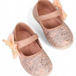 Lil Lollipop Bow Applique Detailed Floral Designed Mary Jane Ballerinas - Pink-image-78