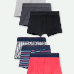 Ariel Cotton Blend Pack Of 6 Solid & Striped Trunks - Multi Colour-image-12