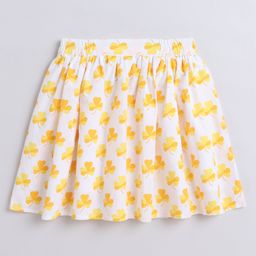 Aww Hunnie 100% Cotton Leaves Printed Skirt - Yellow-image-51