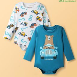 Babyoye 100% Cotton Knit Full Sleeves Onesies with Eco Jiva Finish Vehicle & Animal Print Pack of 2 - Blue & Light Blue-image-33