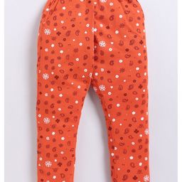 Parrot Crow Cotton Knit Floral Printed Pajama - Rust Orange-image-25