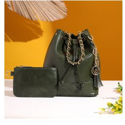 VISMIINTREND Bucket Handbag with Wallet for Women - Detachable Strap Solid Vegan Leather Sling Bag Wedding, Evening, Party Handbag Ethnic Drawstring Closure Potli Bag - Green-image-3