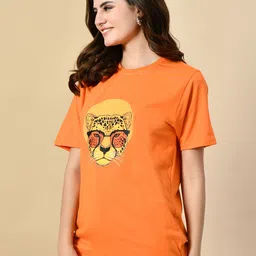OYEEBRO Leopard Printed Round Neck Bio Finish Cotton T-shirt-image-52