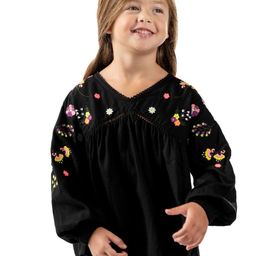 Cherry Crumble Girls Floral Yoke Embroidered A-Line Top-image-26
