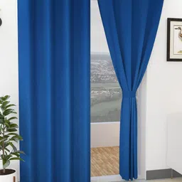 Yellow Weaves Blue Set of 2 Room Darkening Long Door Curtain-image-32
