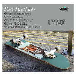Jaspo Lynx  Fully Assembled 7 Layer Canadian Maple Skateboard - Multicolor image 4