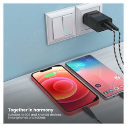 Portronics POR-1445 Adapto 45 20W Mach USB andType-C Dual Output Super Fast Charger Fast Charging and USB A Adaptor for iPhone Android and Other Type C Enabled Devices-Black image 4