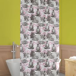 ArtzFolio Black & Pink Printed Water Proof Shower Curtain-9