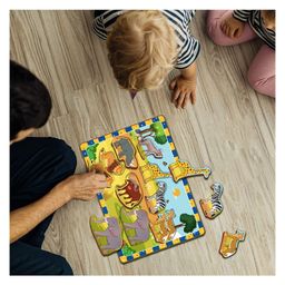 minileaves Mini Leaves Wild Animals Chunky Wooden Educational Puzzle Multicolour-8 Pieces image 5