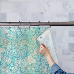 ArtzFolio Beige & Blue Printed Waterproof Shower Curtain-image-69