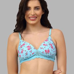 AROUSY Pack Of 2 Floral Printed Seamless Non-Padded Organic Cotton Lace Bra-picture-21