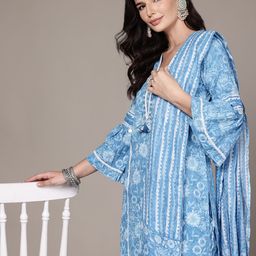 Readiprint Fashions Floral Printed Panelled Beads & Stones Pure Cotton Kurta Set & Dupatta-picture-33