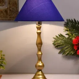 Homesake Golden Teardrop Brushed Lamp with Blue Shade (Bulb Included) - Set of 1-12