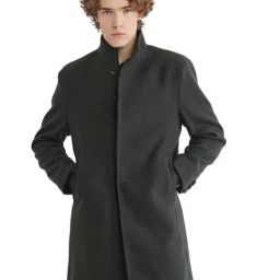 Rare Rabbit Olive Relaxed Fit Solid Long Coat-20
