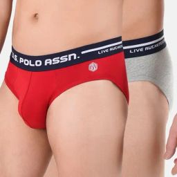 U.S. Polo Assn. Red & Grey Cotton Regular Fit Briefs - Pack Of 2-picture-23