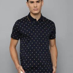Louis Philippe Sport Navy Cotton Slim Fit Printed Polo T-Shirt-picture-26