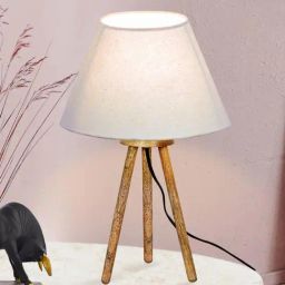 Homesake Beige Wood Antique Tripod Small Table Lamps-image-15