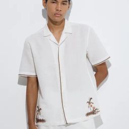 ETA by Westside White Embroidered Relaxed-Fit Linen Shirt-image-72