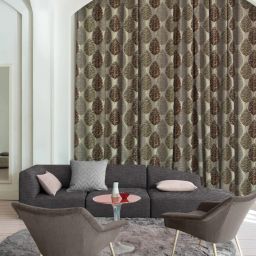 SPACES DRAPE STORY Elegent Grey & Brown Polyester 8 FT Door Curtain - Set of 2 image 3