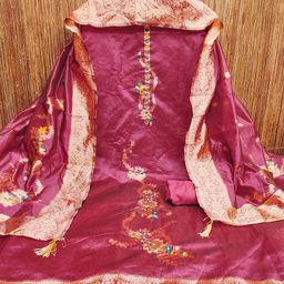 HERE&NOW Floral Woven Design Beads And Stones Jacquard Unstitched Dress Material-image-9