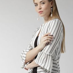 Sera White & Grey Striped Open Front Shrug image 4