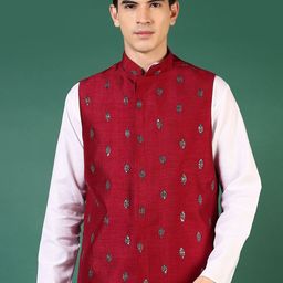 V-Mart Self Design Woven Nehru Jacket-image-24