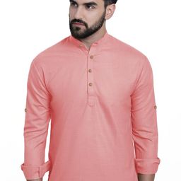 BHUVIKOO Men Peach Kurtas-image-68