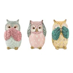 Chumbak Multicolor Poly Resin Wise Owl Figurines - Set of 3-image-20