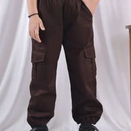 NEUDIS Girls Coffe Cotton Cargo Pants with 4 Pockets-image-28