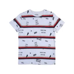 Gini & Jony Kids Off White Striped T-Shirt-image-26