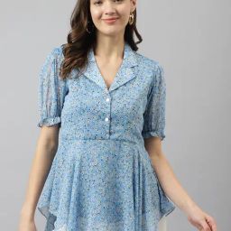 KERI PERRY Light Blue Floral Print Top-image-27