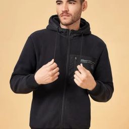 Urban Ranger by Pantaloons Black Regular Fit Hooded Jacket-25