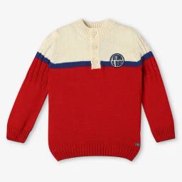 Ed-a-Mamma Kids Maroon & Beige Self Design Full Sleeves Sweater-image-21