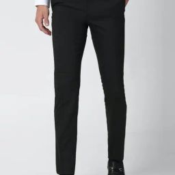 Van Heusen Black Slim Fit Flat front trousers-image-91