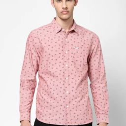 Wrangler Pink Regular Fit Printed Shirt-image-50