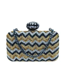 NR by Nidhi Rathi Black Fabric Minaudiere Clutch-25