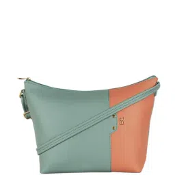 Baggit Green Color Block Medium Sling Handbag-picture-1