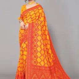 Satrani Yellow Woven Saree With Unstitched Blouse-image-25