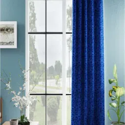 Bianca D`ROMANIO Blue Faux Silk 9 Ft. Long Door Curtain-22