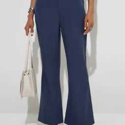 Wardrobe by Westside Navy Bootcut Mid-Rise Trousers-picture-26