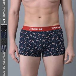 Dollar Bigboss Assorted Cotton Regular Fit Printed Trunks - Pack Of 5-picture-13