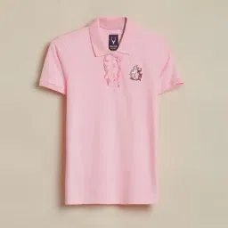 Allen Solly Girls Pink Cotton Embroidery Polo T-Shirt-picture-23
