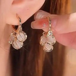 SZN KoreanEarring417 Gold-Plated Contemporary Shaped Artificial Stone Drop Earrings-93