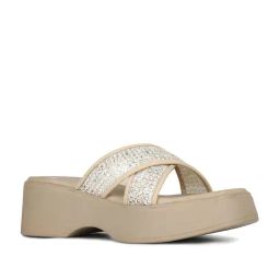 Inc.5 Women's Gold Cross Strap Wedges-image-56