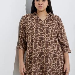 Diza by Westside Beige Foliage Design Tunic-image-41