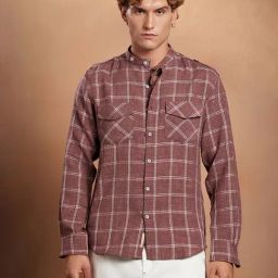 Campus Sutra Brick Red Bi-Graph Utility Oversized Shirt-picture-6