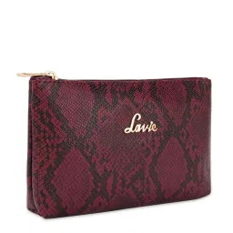 Lavie Python Maroon Synthetic Textured Pouch image 3