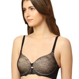 Triumph Black Self Design Non-Wired Medium Coverage Bralette Bra image 3