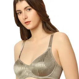 Triumph Green Self Design Under-Wired Full Coverage Minimizer Bra image 3